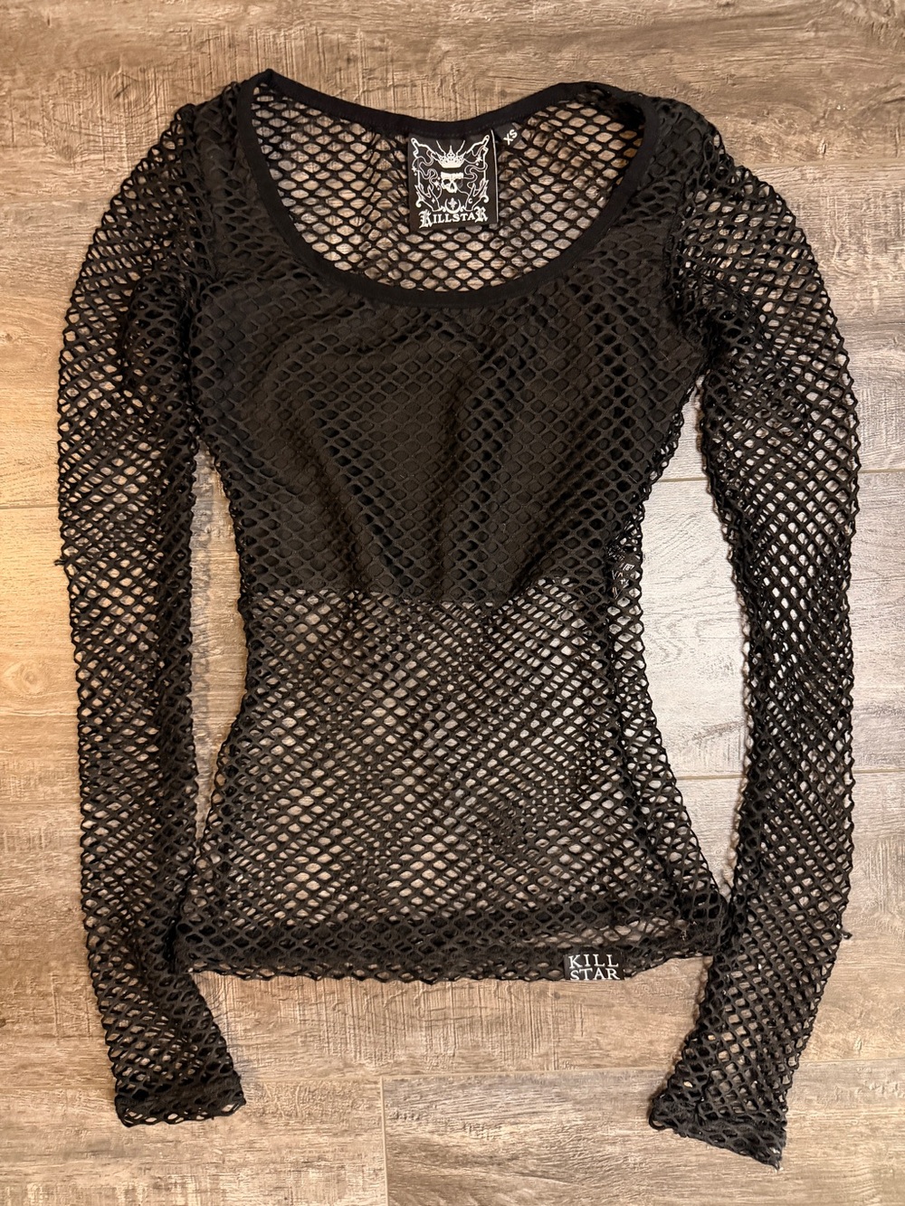 Killstar Black Fishnet Long Sleeve Layering Top